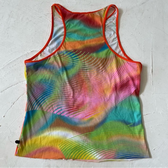Versace Sport Y2K Retro Diagonal Stripes Colorful Funky Tank Top Size XL - Picture 2 of 11